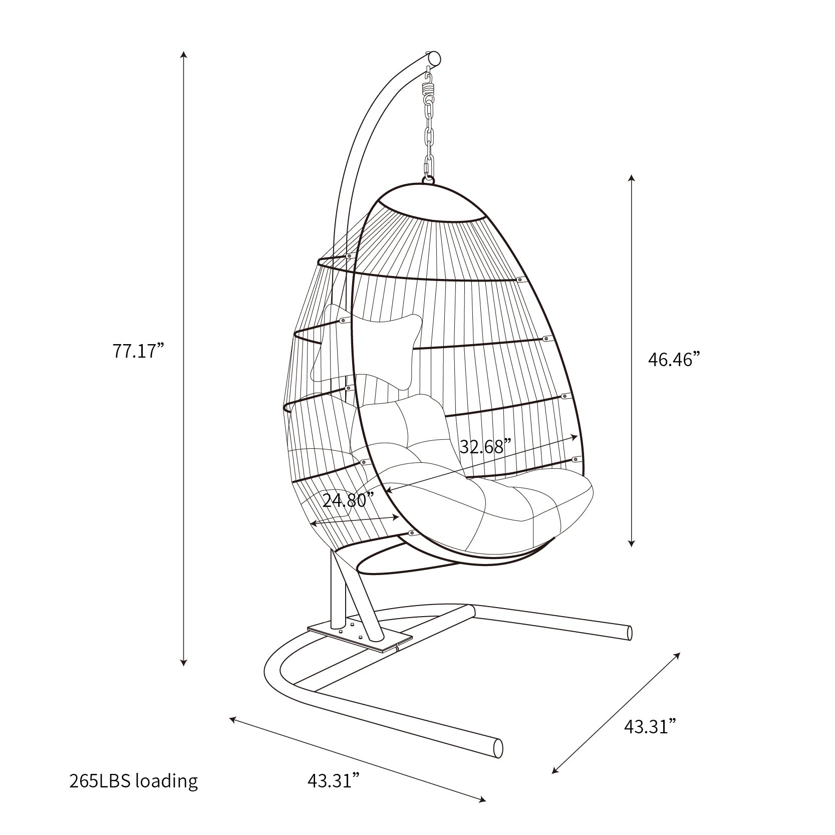 EGG SHAPE SWING CHAIR PATIO GRADEN HOME - Atlantic Fine Furniture Inc