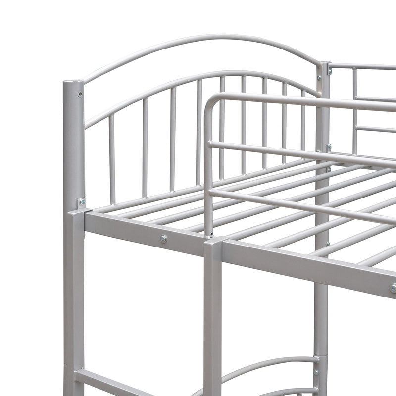Twin Over Twin Metal Bunk Bed, Divided Into Two Beds (Silver)