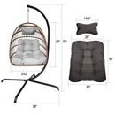 Swing Egg Chair with Stand Indoor Outdoor Wicker Rattan Patio Basket Hanging Chair with C Type bracket , with cushion and pillow,Patio Wicker folding Hanging Chair - Atlantic Fine Furniture Inc