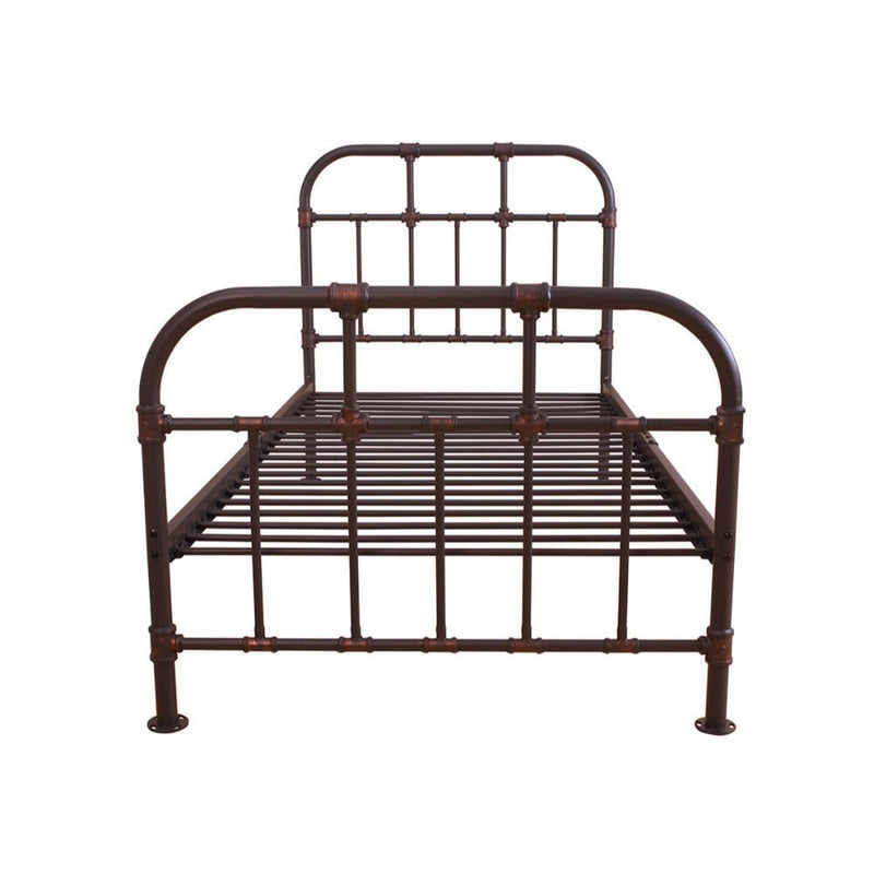 With Industrial and vintage style the Nicipolis bed collection features sandy gray metal open frame, complemented by pipe castings with dark bronze hand brush accent. This collection will be a good choice for whom is seeking for a simple style bedroom