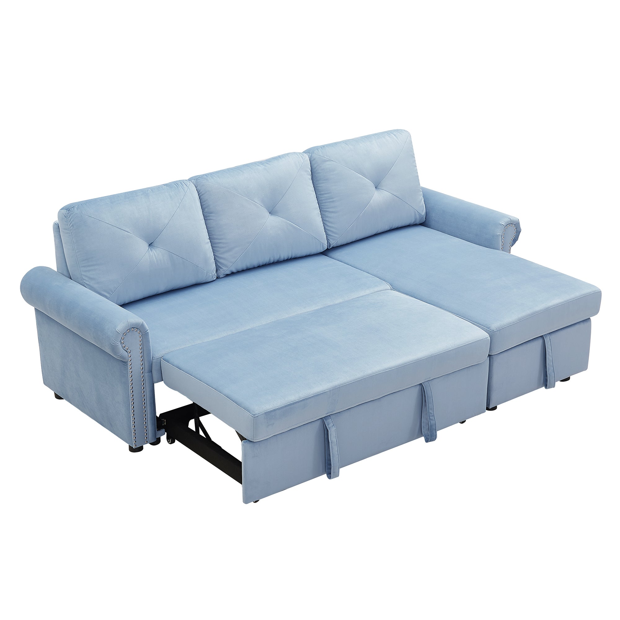 Orisfur. 83" Sleeper Sofa Bed Convertible Sectional Couch, 3-Seater L-Shape Corner Couch with Storage Chaise for Living Room Apartment - Atlantic Fine Furniture Inc