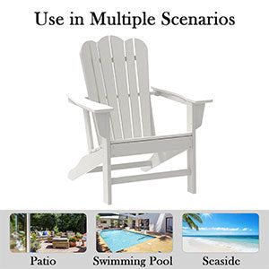 Resistant Adirondack Chair for Patio Deck Garden
 Plastic Adirondack Chair, White, 1 piece. - Atlantic Fine Furniture Inc