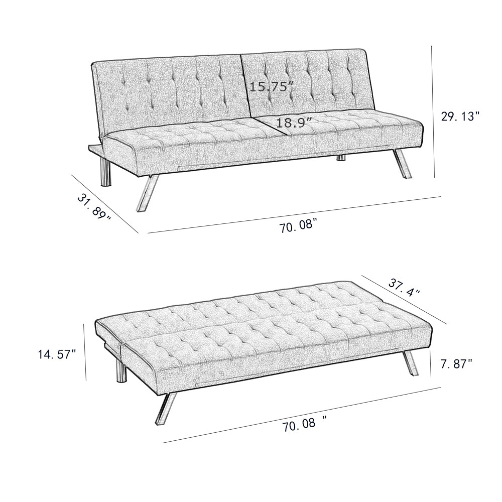 Futon Sofa Bed, Upholstered Convertible Folding Sleeper Recliner for Living Room - Atlantic Fine Furniture Inc