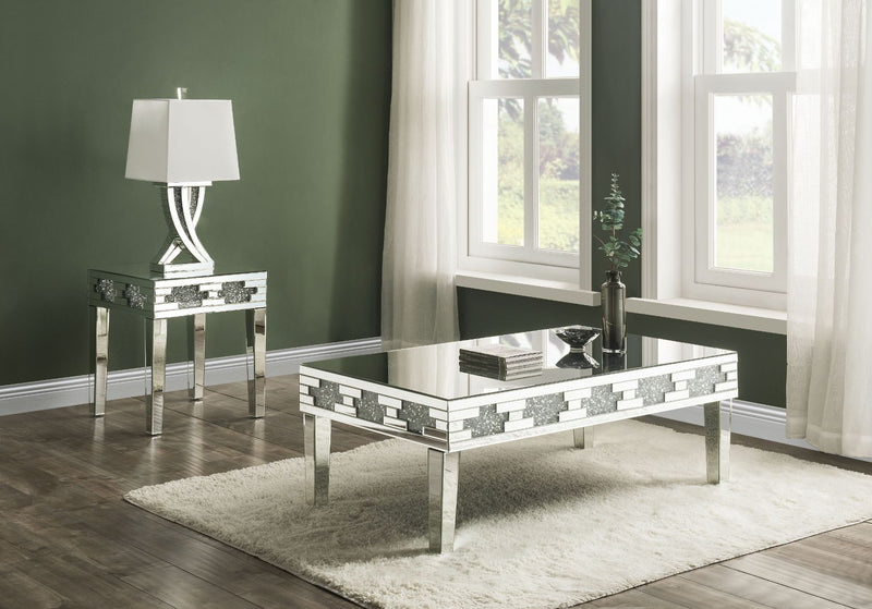 Noralie - Coffee Table - Mirrored & Faux Stones