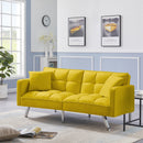 FUTON SOFA SLEEPER YELLOW VELVET WITH 2 PILLOWS - Atlantic Fine Furniture Inc