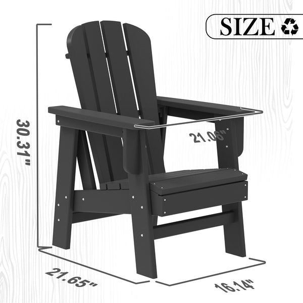 Small Size Adirondack Chair, Plastic Adirondack Chair Fire Pit Chair, Plastic Adirondack Chair, Weather Resistant, Black，1 piece
