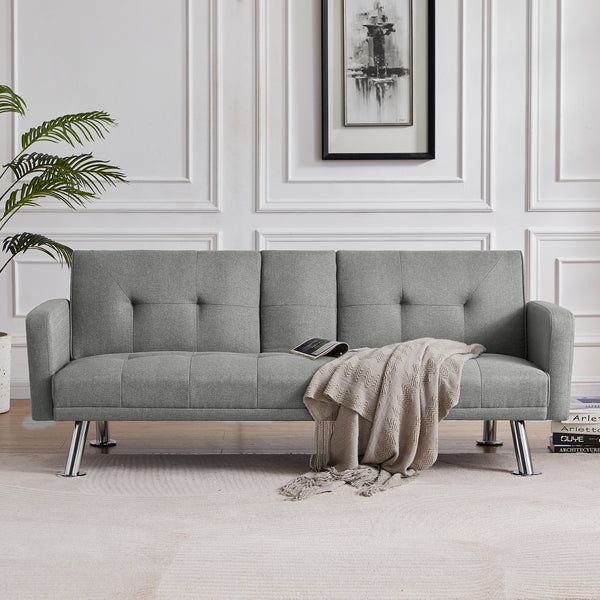 Convertible Folding Sofa Bed with Armrest , Fabric Sleeper Sofa Couch for Living Room . - Atlantic Fine Furniture Inc