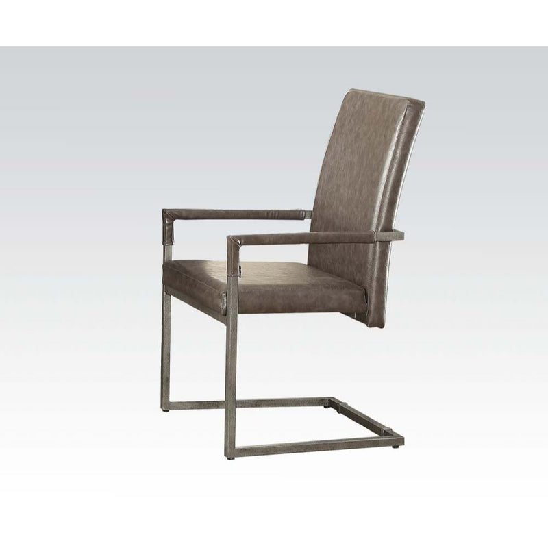 Lazarus - Chair (Set of 2) - Vintage Gray PU & Antique Silver