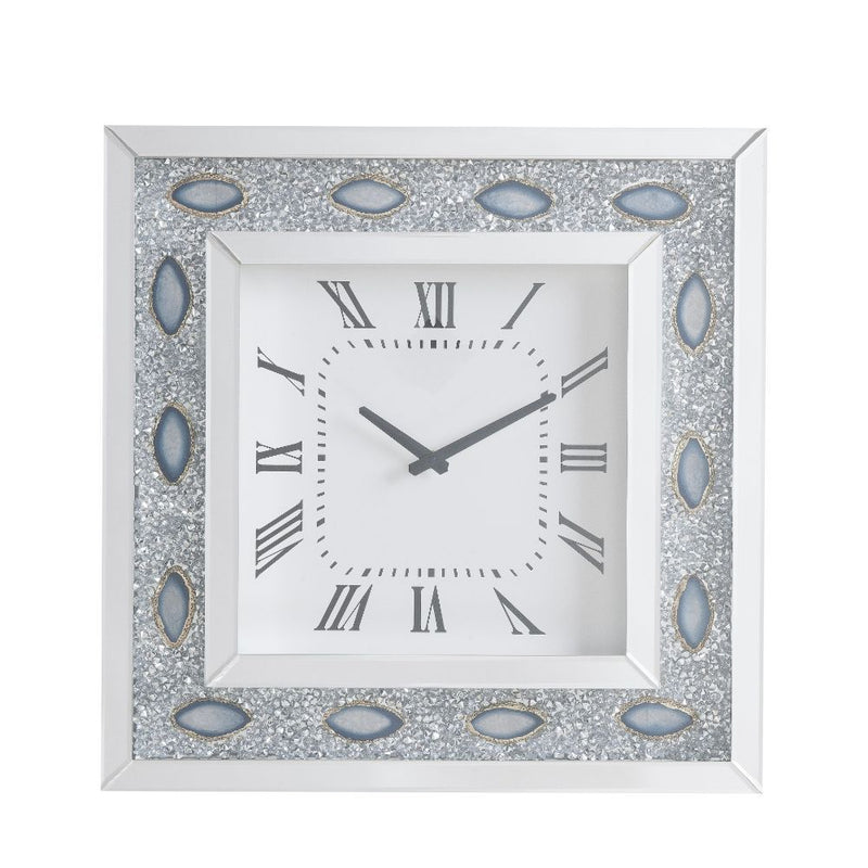 Sonia - Wall Clock - Mirrored & Faux Agate