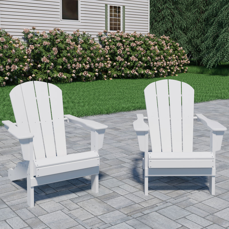 HDPE Adirondack Chair, White, Set of 2