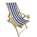 Outdoor Poplar Hanging Chair  Wide Blue Stripes armrest with cup holder (Color: Dark Blue) - Atlantic Fine Furniture Inc