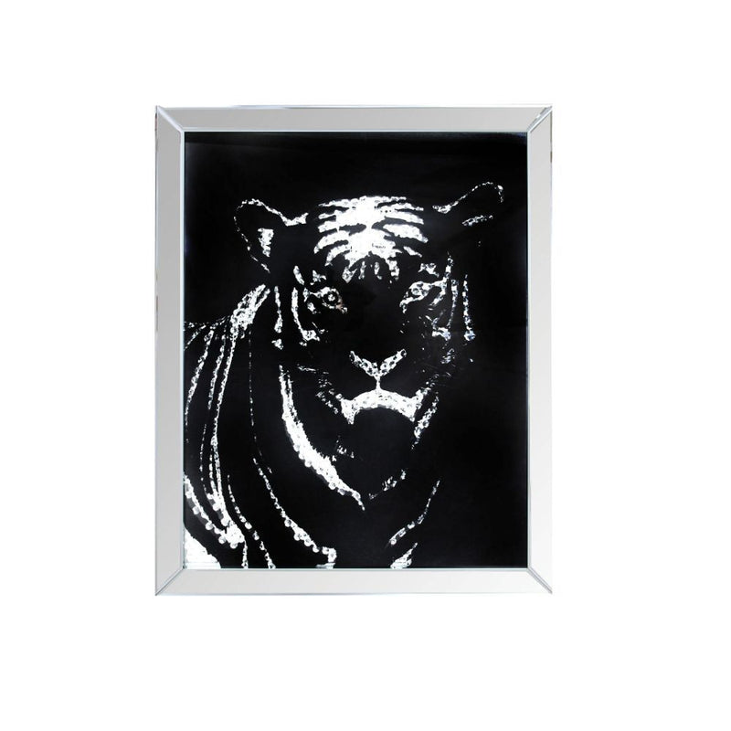 Nevina - Wall Art - Mirrored & Faux Crystal Tiger