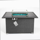 Outdoor 44" Gas Propane Fire pit  Table  Rectangle  50,000 BTU with  8mm Tempered Glass Tabletop & Blue Stone& Steel table lid &Table waterproof dusty Cover ,ETL Certification (Grey) - Atlantic Fine Furniture Inc