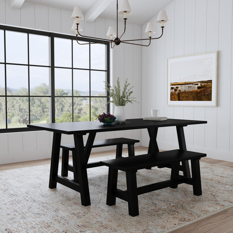 Trestle - Dining Table With 2 Benches