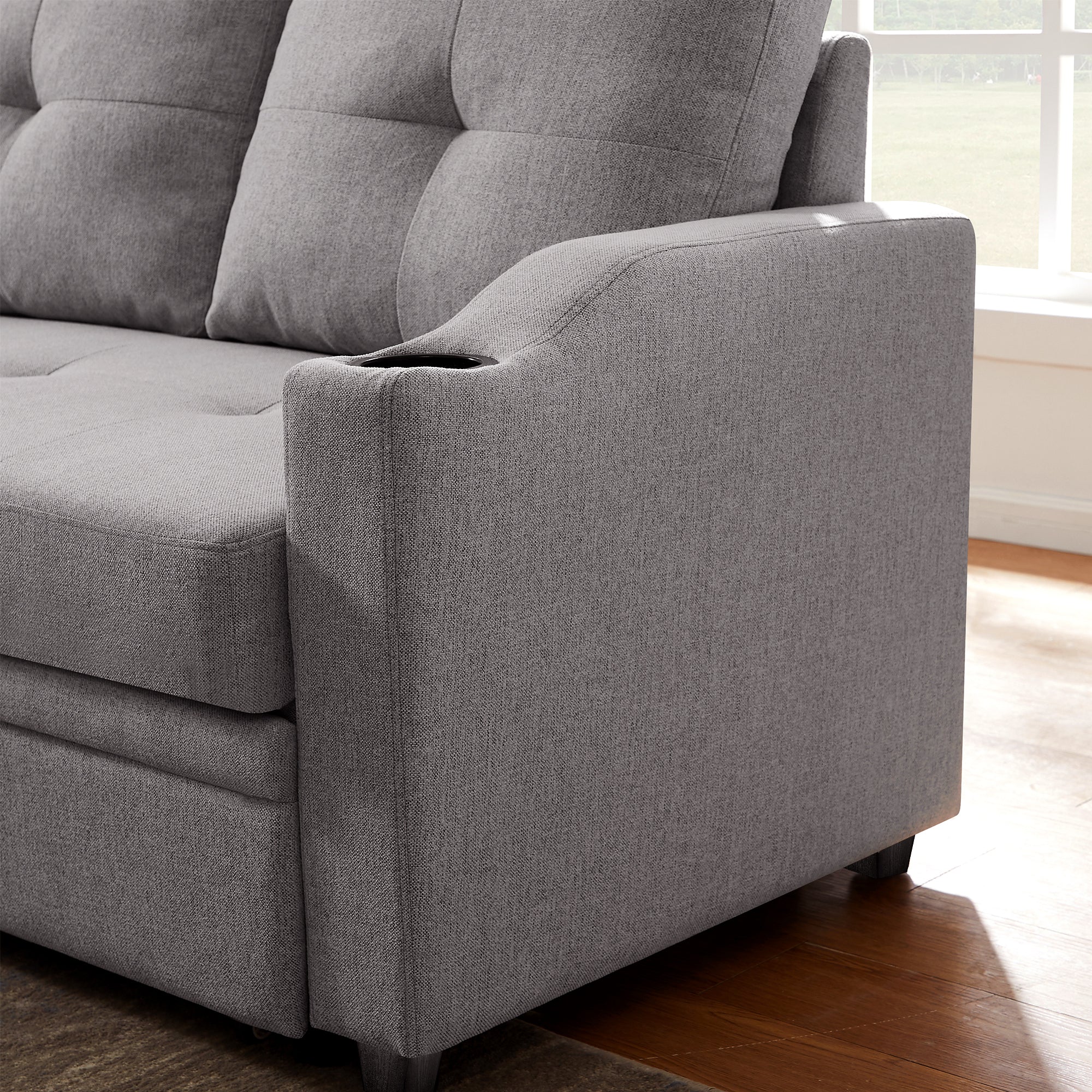 Orisfur. 81" Sleeper Sofa Bed Reversible Sectional Couch with Storage Chaise and Two Cup Holders for Living Room Furniture Set - Atlantic Fine Furniture Inc