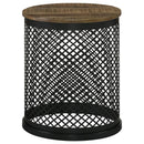Aurora - Round Drum Base Accent Side Table - Natural And Black - Atlantic Fine Furniture Inc