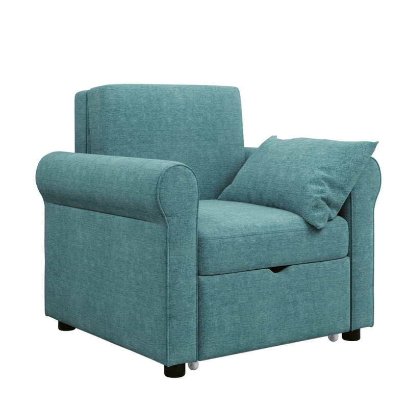 2-in-1 Sofa Bed Chair, Convertible Sleeper Chair Bed,Adjust Backrest Into a Sofa,Single Bed,Modern Chair Bed Sleeper for Adults, Teal - Atlantic Fine Furniture Inc