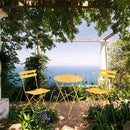 2 Person Bistro Set, 23.6" long Round Table and 2 Chairs, Yellow - Atlantic Fine Furniture Inc