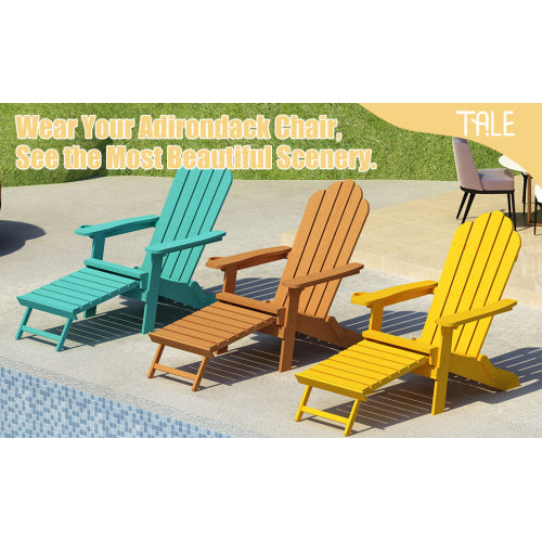 Folding Outdoor Adirondack Chairs with Pull-Out Ottoman - Atlantic Fine Furniture Inc