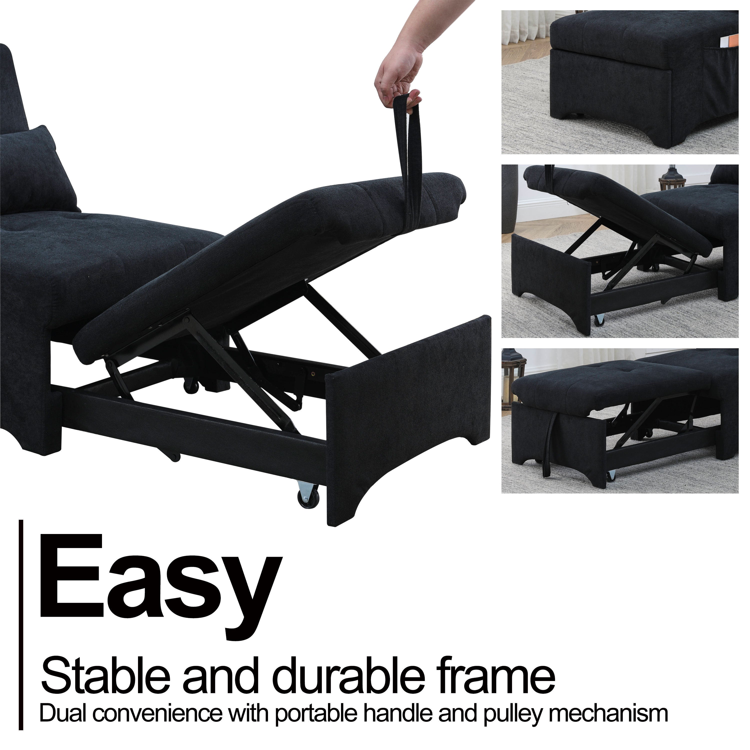 [Video] Welike 24.5"W Sleeper sofa bed, convertible chair 4 in 1 multifunctional folding sleeper sofa bed pull out sleeper sofa bed with adjustable backrest, single bed chair for small spaces - Atlantic Fine Furniture Inc