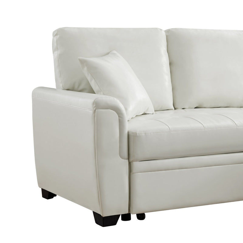 2049 White PU leather upholstered sleeper sofa combination - Atlantic Fine Furniture Inc
