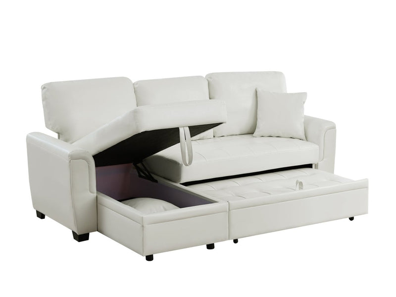 2049 White PU leather upholstered sleeper sofa combination - Atlantic Fine Furniture Inc