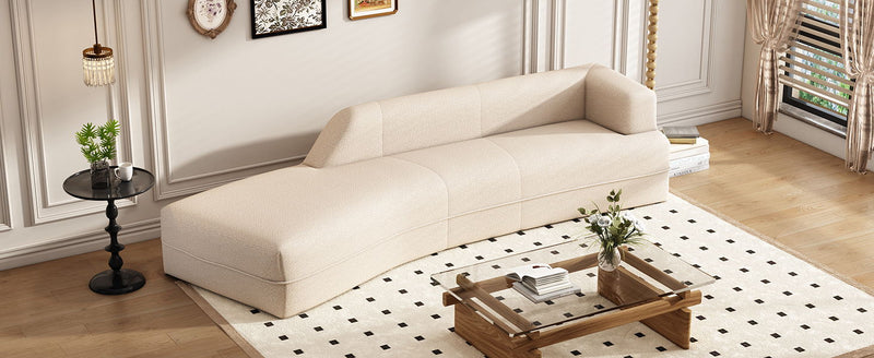 Curved Chaise Lounge Modern Indoor Sofa Couch For Living Room, Beige