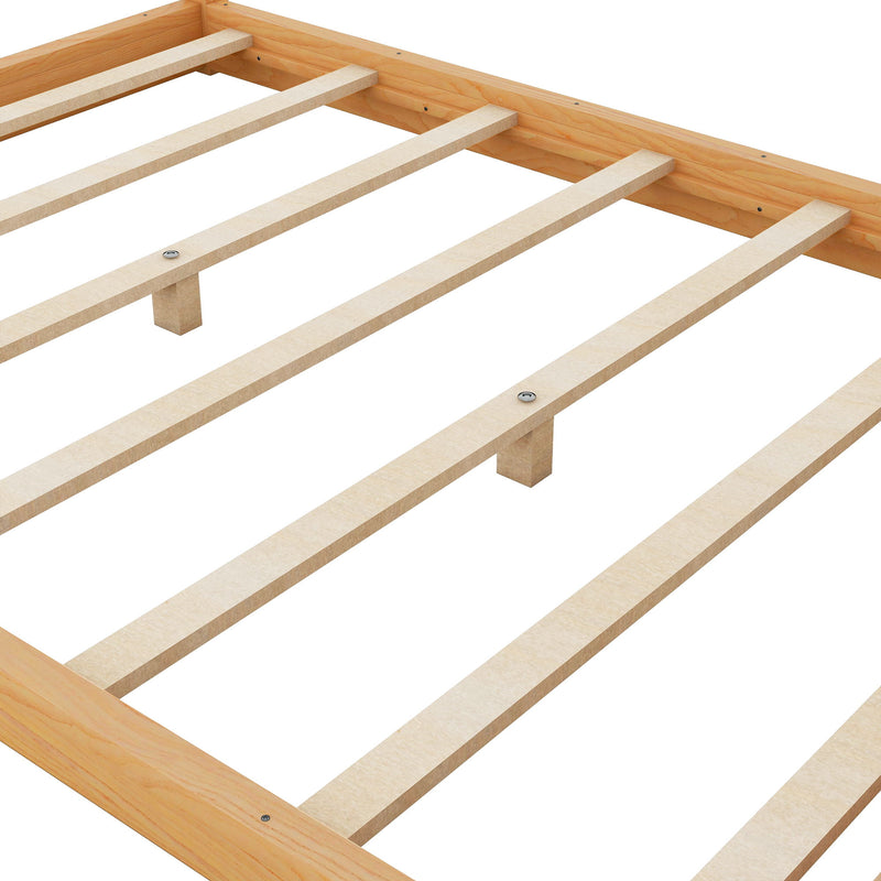 Full Size Canopy Platform Bed With Support Legs, Natural