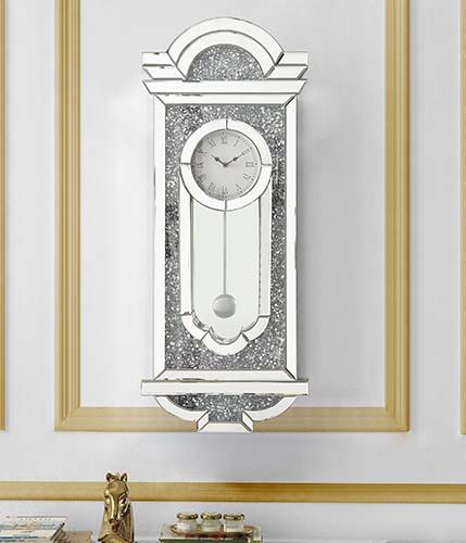 Noralie - Wall Clock - Mirrored & Faux Diamonds