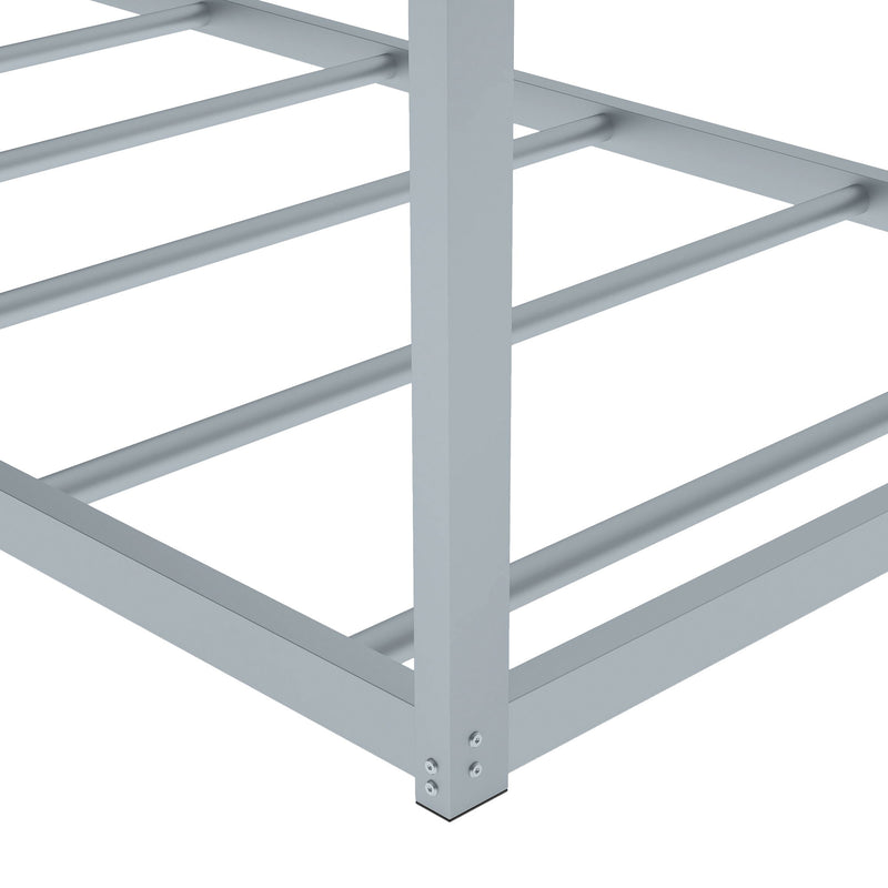 Twin Metal House Shape Platform Bed - Silver