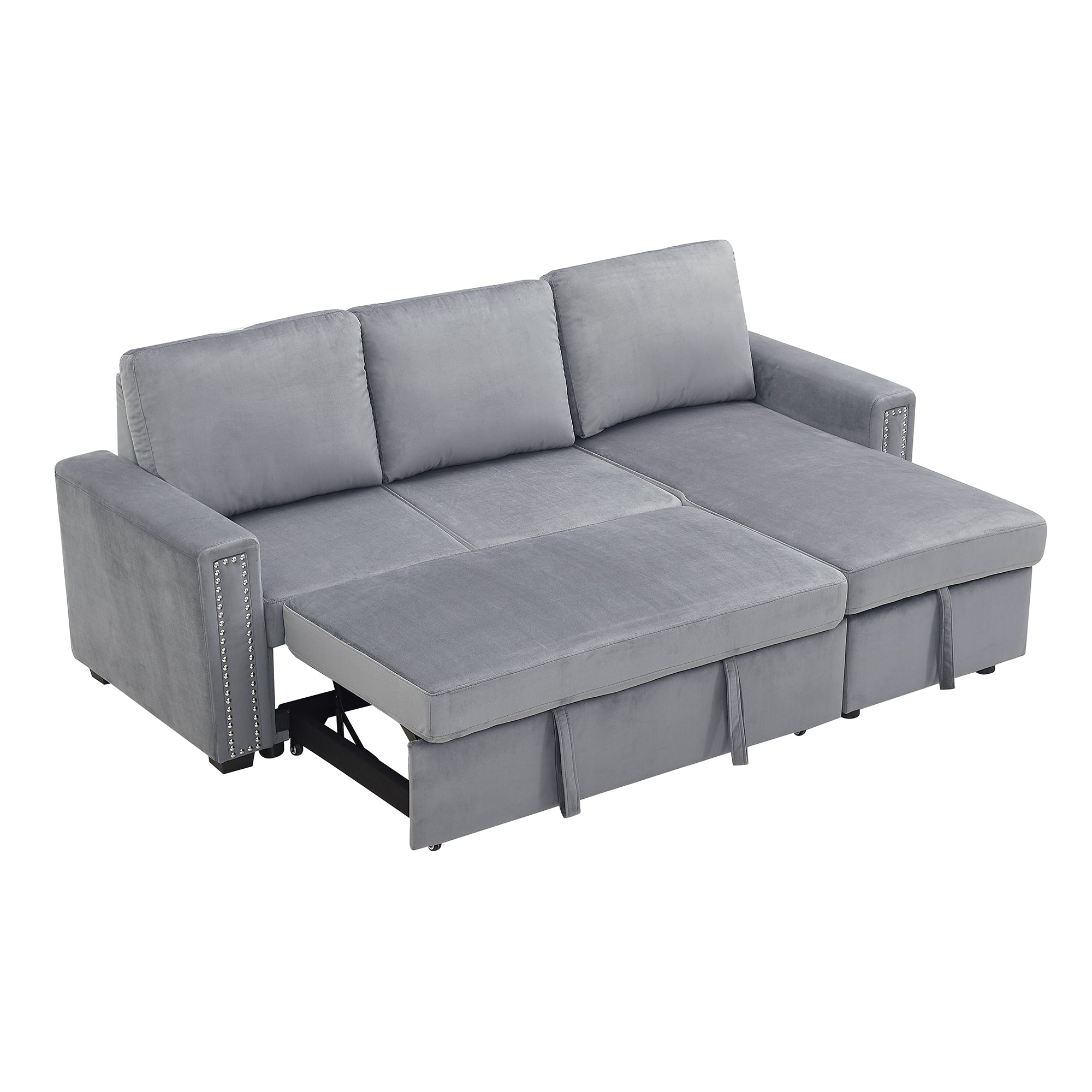 Orisfur. 83" Pull Out Sleeper Sofa Reversible L-Shape 3 Seat Sectional Couch with Storage Chaise for Living Room Furniture Set (Old SKU: SG000408AAA) - Atlantic Fine Furniture Inc