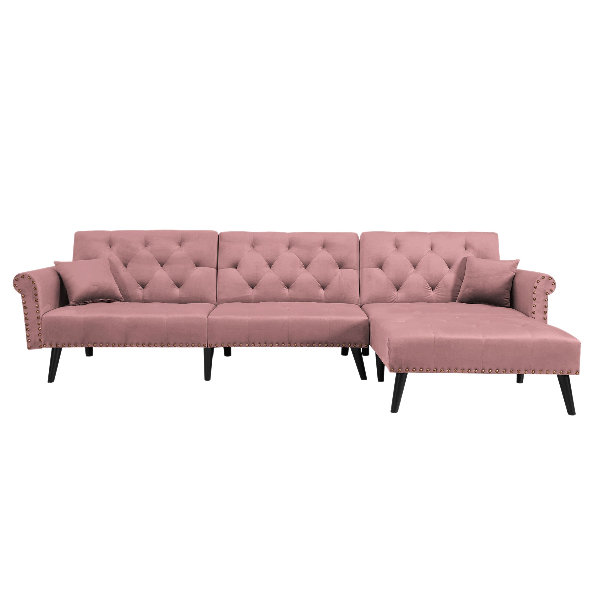 Convertible Sofa bed sleeper Pink velvet (same asW223S00710。Size difference, See Details in page.) - Atlantic Fine Furniture Inc