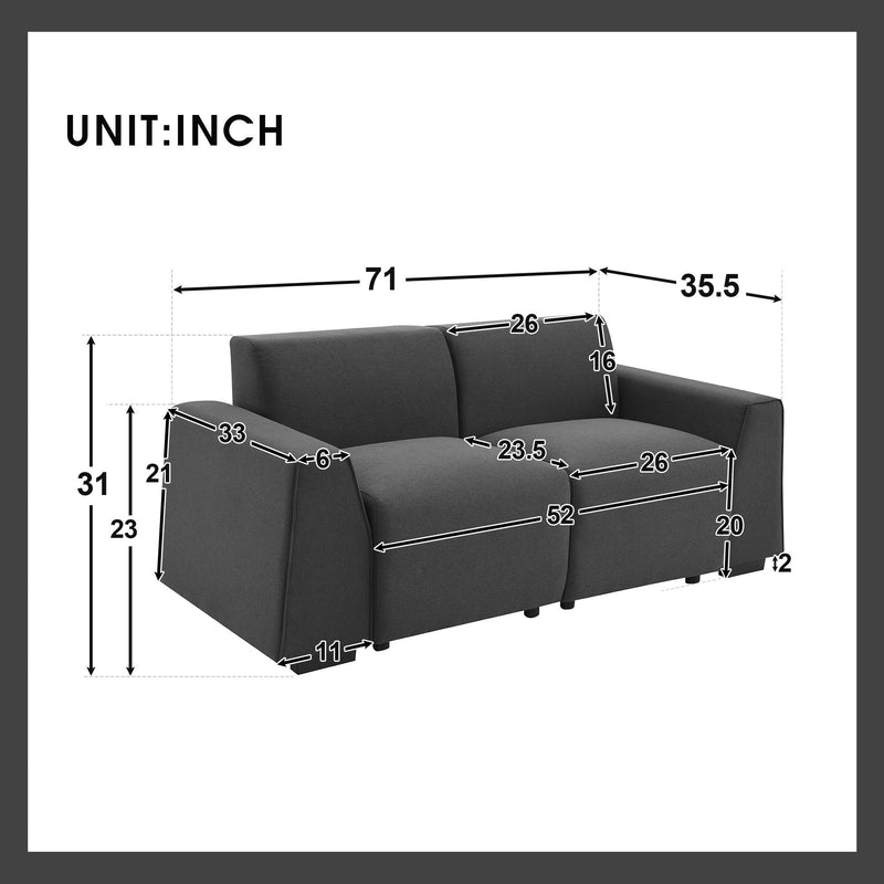 Modern Linen Fabric Sofa, Stylish And Minimalist 2 - 3 Seat Couch, Easy To Install, Exquisite Loveseat With Wide Armrests For Living Room, Bedroom, Apartment, Office, 2 Colors