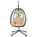 Egg Chair with Stand Indoor Outdoor Swing Chair Patio Wicker Hanging Egg Chair Hanging Basket Chair Hammock Chair with Stand for Bedroom Living Room Balcony - Atlantic Fine Furniture Inc