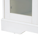 ON-TREND TV Stand for TV up to 60in with 4 Tempered Glass Doors Adjustable Panels Open Style Cabinet, Sideboard for Living room, White (OLD SKU:WF286785AAK) - Atlantic Fine Furniture Inc