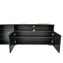 FURNITURE & TV Stand Matte Body High Gloss Doors Modern TV Stand LED,Black - Atlantic Fine Furniture Inc