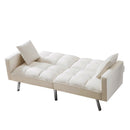 FUTON SOFA SLEEPER Beige VELVET WITH 2 PILLOWS - Atlantic Fine Furniture Inc