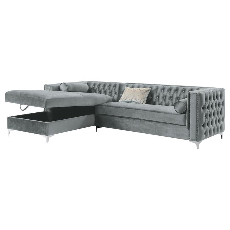 Bellaire - Button-Tufted Upholstered Sectional - Silver