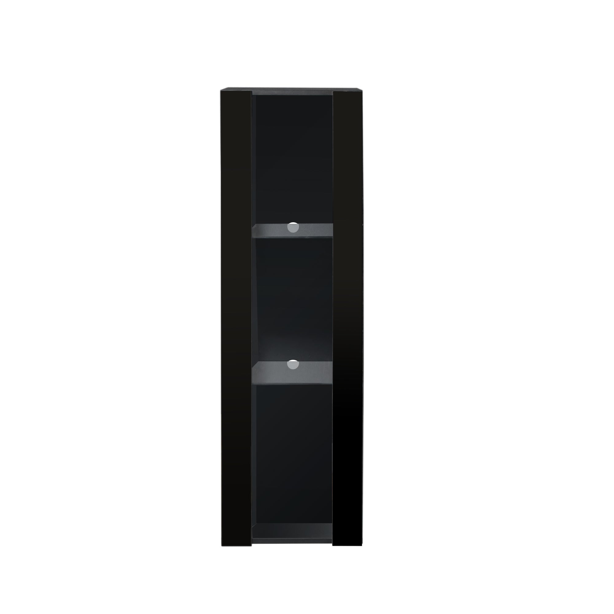 ON-TREND 4-Piece Wall Mount Floating TV Stand with See-through Media Storage Cabinet, Modern High Gloss Entertainment Center up to 70+ Inch TV, RGB Lights for Living Room, Home Theater, Black - Atlantic Fine Furniture Inc