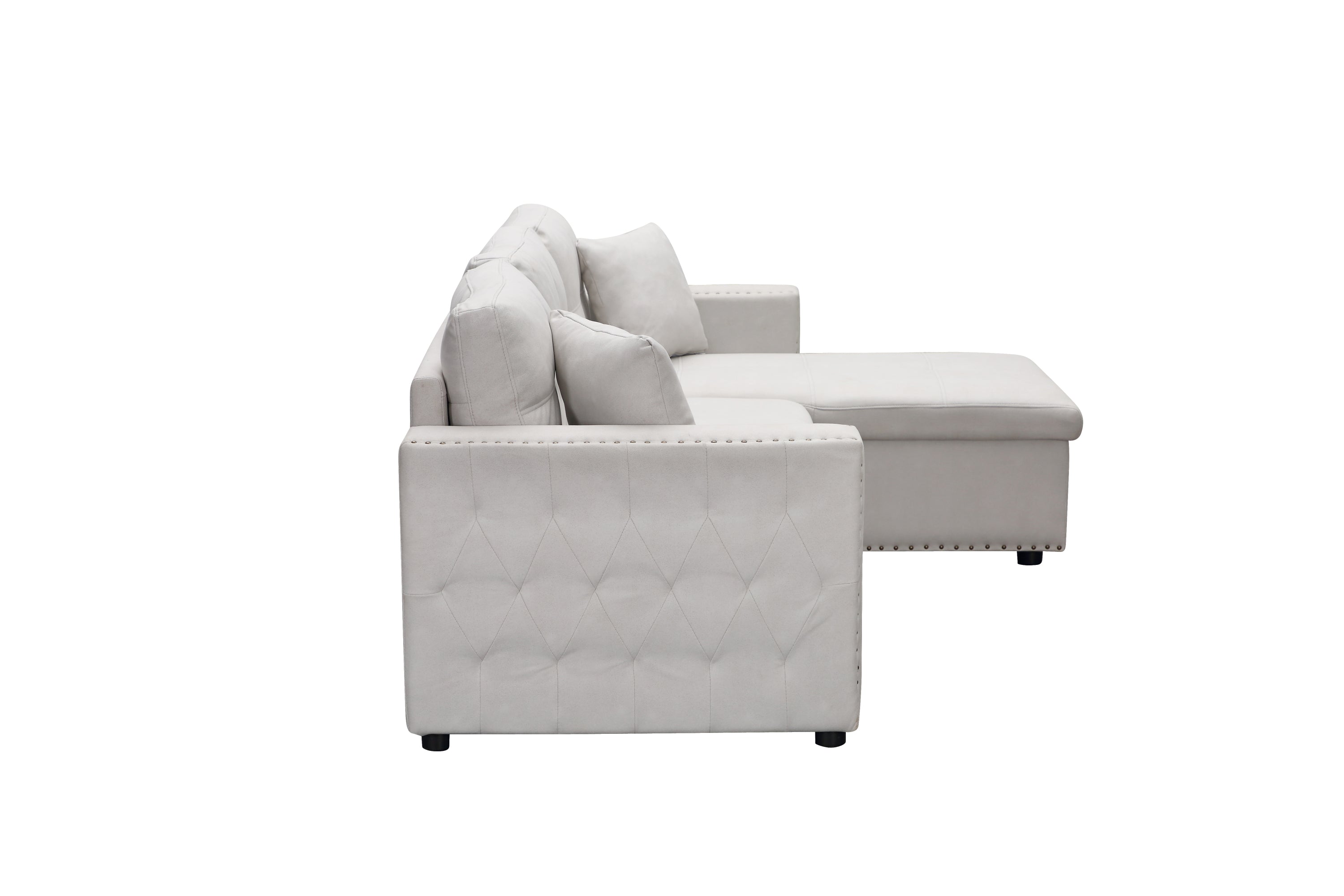 Artemax 87.7“Leathaire Reversible Sleeper Sectional Sofa with storage - Atlantic Fine Furniture Inc