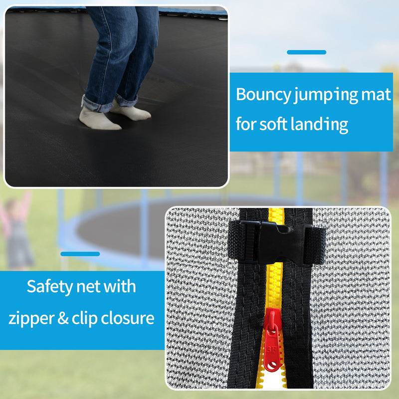 15FT Trampoline For Kids With Safety Enclosure Net - Basketball Hoop And Ladder - Easy Assembly Round Outdoor Recreational Trampoline