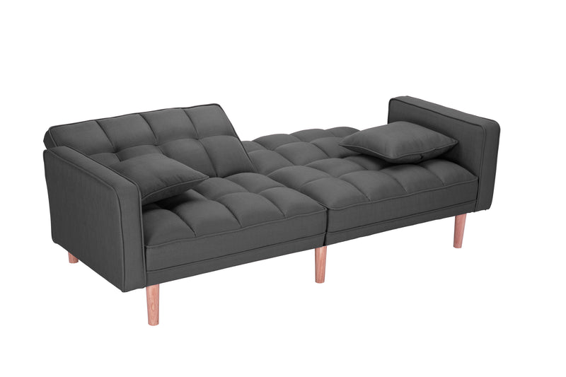 FUTON SLEEPER SOFA WITH 2 PILLOWS DARK GREY FABRIC（W223S01338 、W223S00417。Size difference, See Details in page.） - Atlantic Fine Furniture Inc
