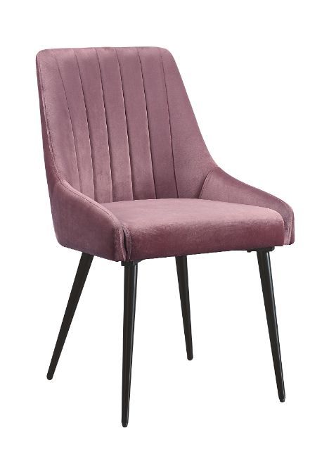 Caspian - Side Chair (Set of 2) - Pink Fabric & Black Finish - Atlantic Fine Furniture Inc