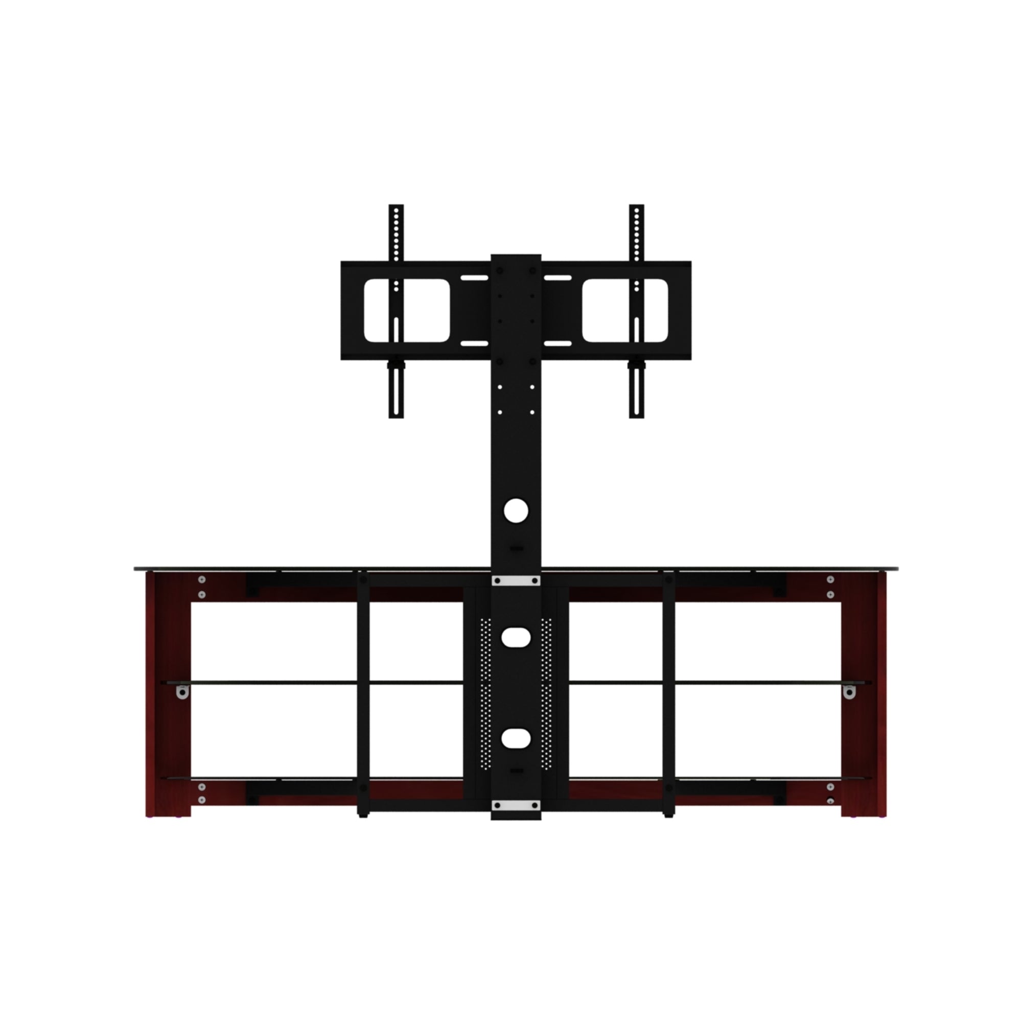 Walnut TV Stand with 2 Tier Storage Space Fits TV Up To 65 in - Atlantic Fine Furniture Inc