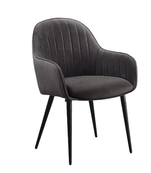 Caspian - Side Chair (Set of 2) - Dark Gray Fabric & Black Finish - Atlantic Fine Furniture Inc