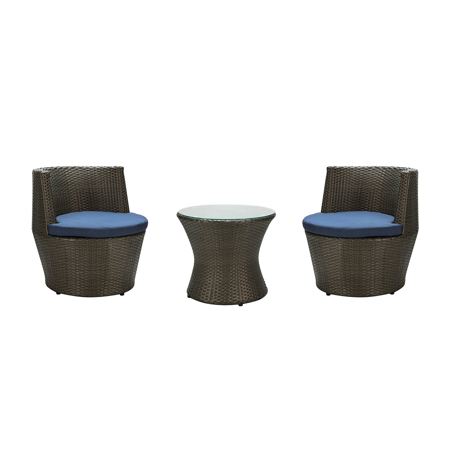 Outdoor Patio Bistro Table Set 3 Piece Rattan Seating Group with Cushions - Atlantic Fine Furniture Inc