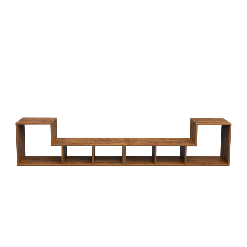 Double L-Shaped TV Stand，Display Shelf ，Bookcase for Home Furniture,Walnut - Atlantic Fine Furniture Inc