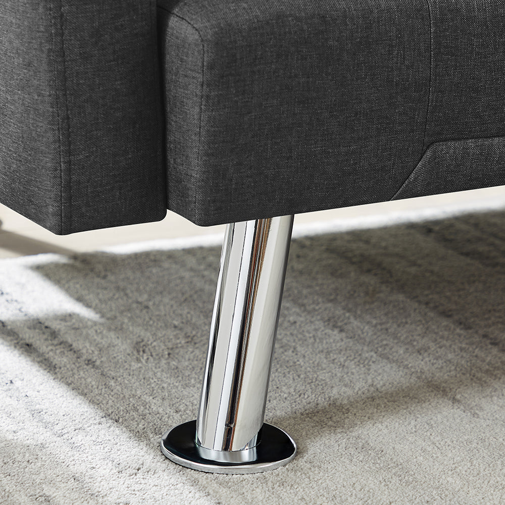 Modern Convertible Folding Futon Sofa Bed ,  Grey Fabric Sleeper Sofa Couch for Compact Living Space. - Atlantic Fine Furniture Inc