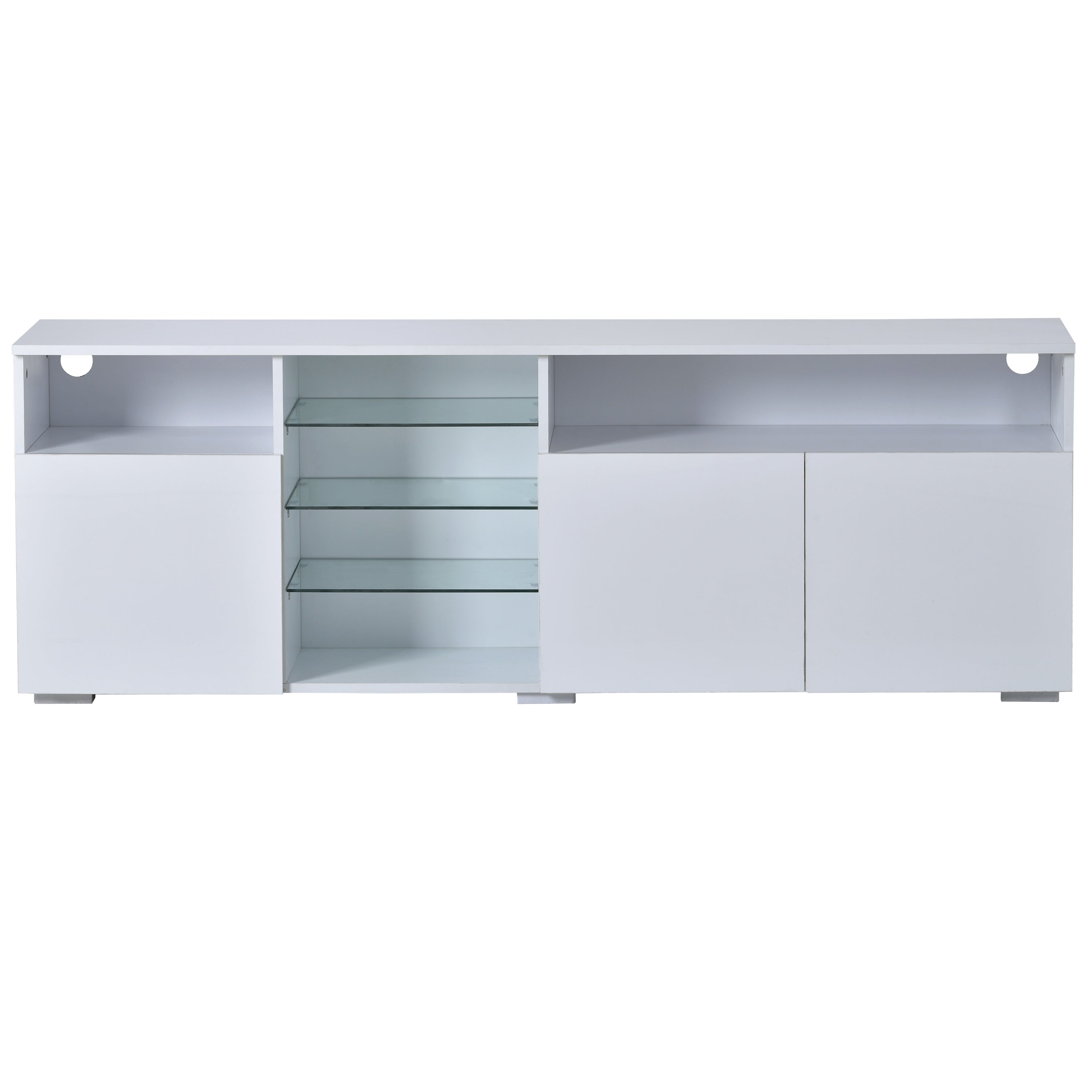 U-Can Modern, Stylish Functional TV stand with Color Changing LED Lights, Universal Entertainment Center, High Gloss TV Cabinet for 70+ inch TV, White - Atlantic Fine Furniture Inc
