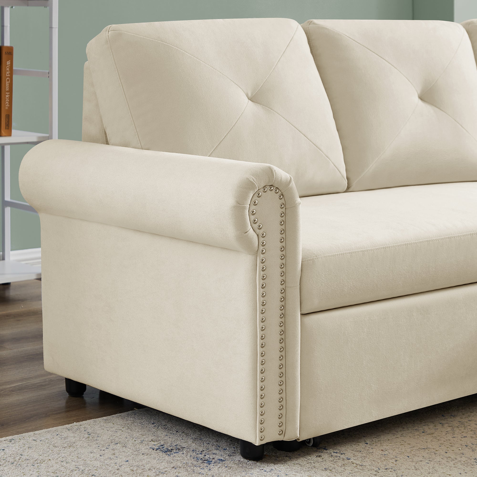 Orisfur. 83" Sleeper Sofa Bed Convertible Sectional Couch, 3-Seater L-Shape Corner Couch with Storage Chaise for Living Room Apartment - Atlantic Fine Furniture Inc